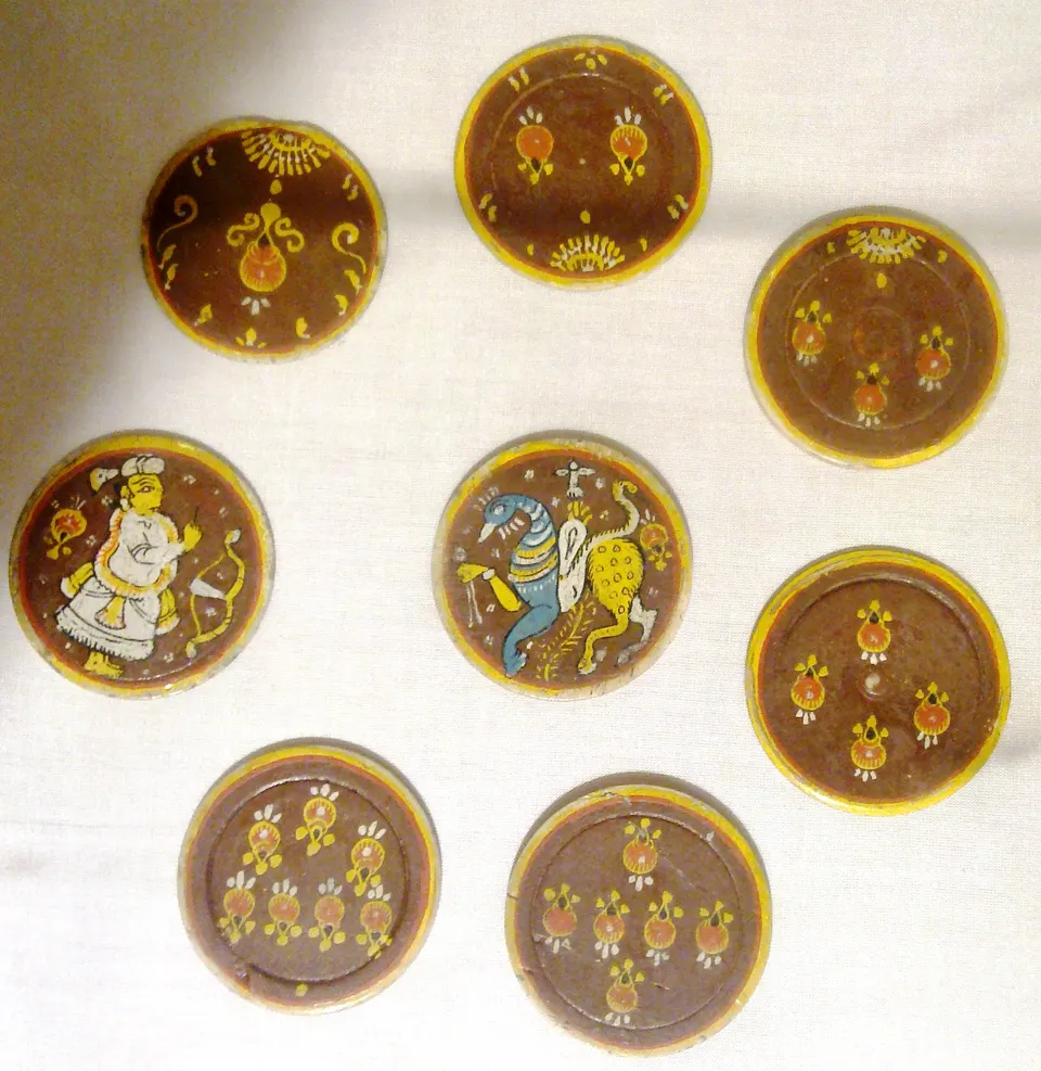 Painted Indian playing cards at the National Museum, New Delhi.